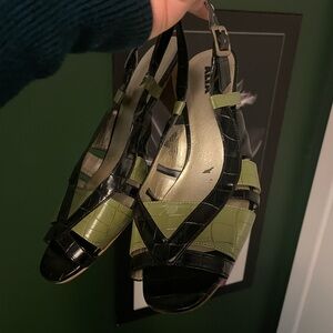 Alia Black and Olive Women's Sandal Heels